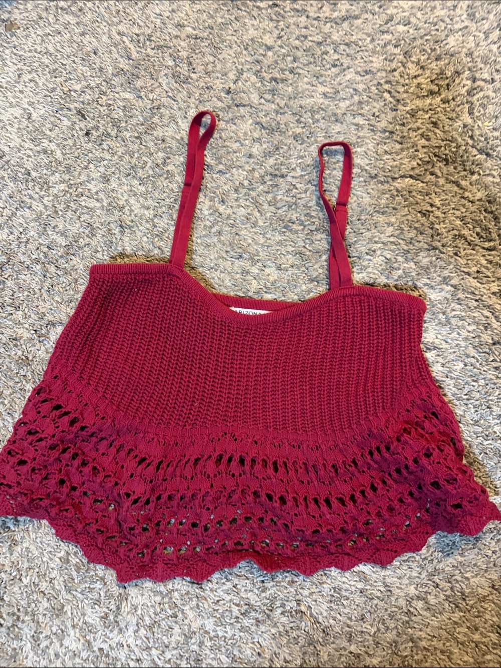 Crochet Knit baby doll Tank Top - Red